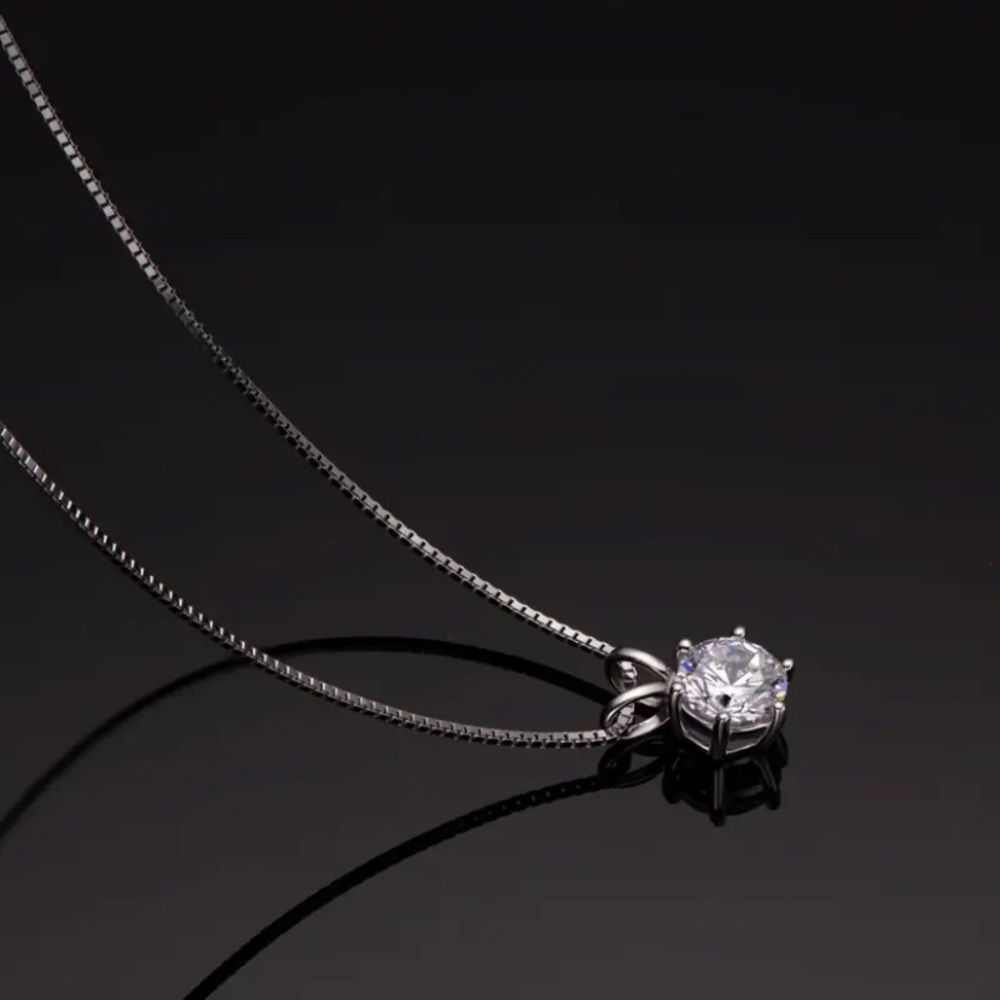CERTIFIED  1 Carat D Color Moissanite Pendant Necklace 925 Sterling silver NEW - Picture 3 of 11